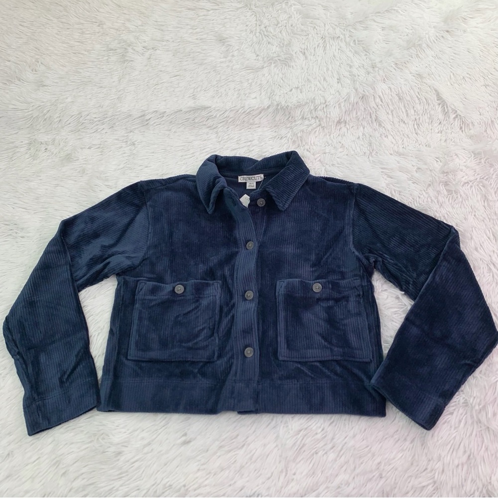 Crewcuts NWT girl's long sleeve corduroy shirt-jacket in navy blue